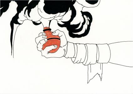 <b>Sans titre</b> - (2006 à 1972), encre de Chine et sanguine sur papier, 21x29,7 cm, 2006