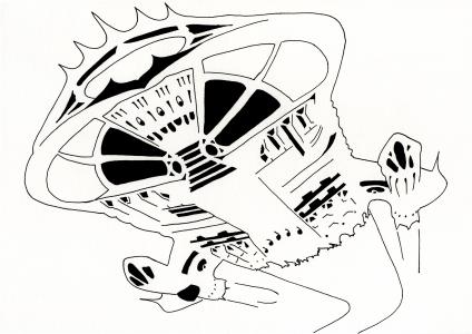 <b>Sans titre</b> - (2006 à 1972), encre de Chine et sanguine sur papier, 21x29,7 cm, 2006